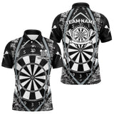 Maxcorners Darts Personalized Grunge Grey Pixel Camo Dart Shirts For Men, Dart Jerseys Team Polo & Quarter Zip
