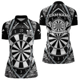 Maxcorners Darts Personalized Grunge Grey Pixel Camo Dart Shirts For Men, Dart Jerseys Team Polo & Quarter Zip