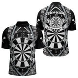 Maxcorners Darts Personalized Grunge Grey Pixel Camo Dart Shirts For Men, Dart Jerseys Team Polo & Quarter Zip