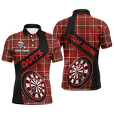 Maxcorners Personalized Red Plaid Pattern Christmas Dart Shirts For Men Custom Darts Team Jerseys Dart Gifts