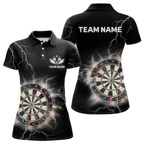 Maxcorners Custom Dartboard Thunder Lightning Dart Shirts For Men | Darts Polo & 1/4 Zip Team Jerseys