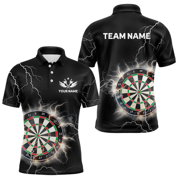 Maxcorners Custom Dartboard Thunder Lightning Dart Shirts For Men | Darts Polo & 1/4 Zip Team Jerseys