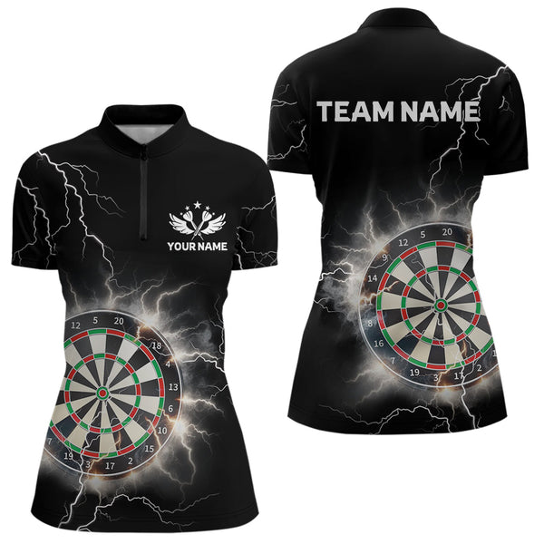 Maxcorners Custom Dartboard Thunder Lightning Dart Shirts For Men | Darts Polo & 1/4 Zip Team Jerseys