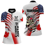 Maxcorners Personalized Men's Dart Shirts – Funny Canada & US Flag Mix Custom Patriotic Darts Team Jerseys MT1006
