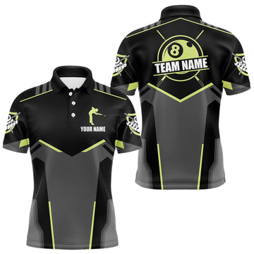 Maxcorners Billiard Jerseys For Men Custom Polo & 1/4 Zip Billiard Shirt, Team Pooler Short Sleeve | Green Neon LM1903