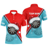 Maxcorners Red Blue Santa Darts Board Christmas Men Darts Polo & Quarter-Zip Shirts Custom Dart Jerseys Gift