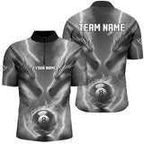 Maxcorners Grey Lightning 3D Dragon 8 Ball Pool Billiard Jersey Customized Name, Team Name 3D Shirt