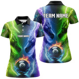 Maxcorners Blue Purple Fire 3D Dragon 8 Ball Pool Bowling Jersey Customized Name, Team Name 3D Shirt