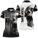 Maxcorners Black White Retro Us Flag Skull Darts Jersey Customized Name, Team Name 3D Shirt