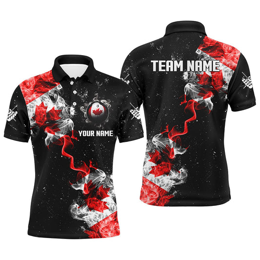 Maxcorners Personalize Grunge Canada Flag Smoke Billiard Shirts Patriotic Billiard Jerseys Uniform