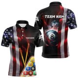 Maxcorners Personalized American Flag 8 Ball Pool Smoke Men And Women Billiard Shirt Patriotic Lightning Billiard Jersey