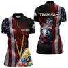 Maxcorners Personalized American Flag 8 Ball Pool Smoke Men And Women Billiard Shirt Patriotic Lightning Billiard Jersey
