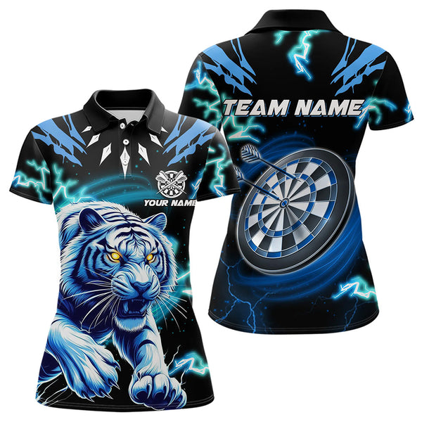 Maxcorners Personalized Blue 3D Tiger Thunder Lightning Dart Shirts For Men And Women Custom Darts League Jerseys