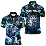 Maxcorners Personalized Blue 3D Tiger Thunder Lightning Dart Shirts For Men And Women Custom Darts League Jerseys