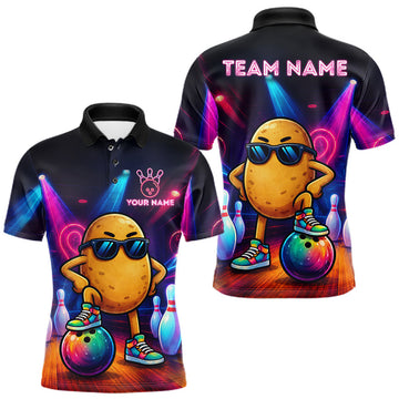 Maxcorners Personalized Funny Potato Neon Bowling Shirt For Men Custom Bowling Team Jersey, Bowling Gifts LM1307