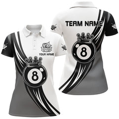 MaxCorners Billiard  Black White 8 Ball Pool Crown Customized Name, Team Name 3D Polo Shirt For Women