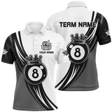 MaxCorners Billiard Black White 8 Ball Pool Crown Customized Name, Team Name 3D Polo Shirt