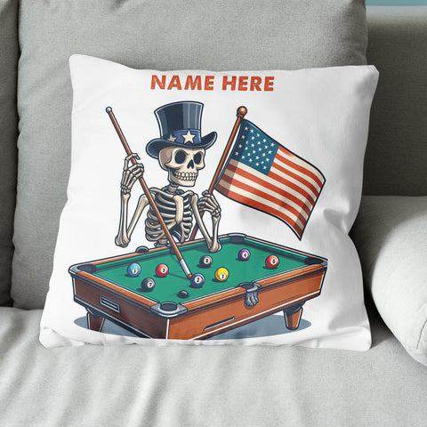 Maxcorners Personalized Funny Skeleton Playing Billiard Custom Name Billiard Pillow