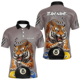 Maxcorners Personalized Funny Tiger 8 Ball, 9 Ball & 10 Ball Billiard Shirt For Men Custom Pool Team Jersey LM0910