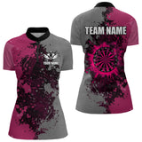 Maxcorners Personalized Darts Paint Pink And Grey Dart Shirts For Men Custom Grunge Dart Team Jerseys