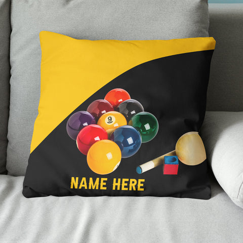 Maxcorners Custom Yellow Black Billiard Balls Pillow