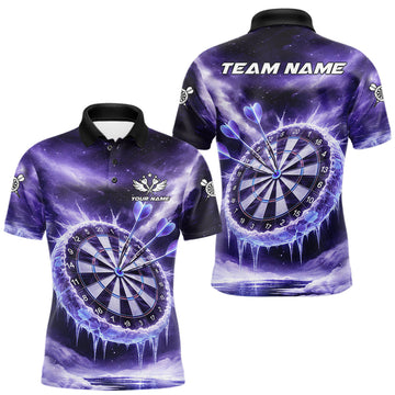 Maxcorners Personalized Purple Dartboard Icy Darts Shirt For Men Custom Darts Jersey Team Polo & 1/4 Zip
