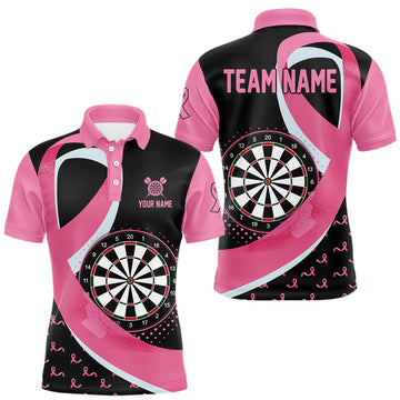 Maxcorners Personalized Breast Cancer Awareness Darts Shirts For Men Custom Pink Ribbon Darts Team Jersey