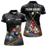 Maxcorners Personalized 8 Ball Pattern Smoke Women Billiard Shirts Custom 3D Billiard Balls Pool Jerseys | Black