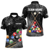 Maxcorners Personalized 8 Ball Pattern Smoke Men Billiard Shirts Custom 3D Billiard Balls Pool Jerseys | Black