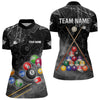 Maxcorners Personalized 8 Ball Pattern Smoke Men Billiard Shirts Custom 3D Billiard Balls Pool Jerseys | Black