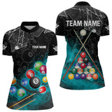 Maxcorners Personalized 8 Ball Pattern Smoke Women Billiard Shirts Custom Billiard Ball Pool Jerseys | Turquoise