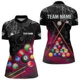 Maxcorners Personalized 8 Ball Pattern Smoke Women Billiard Shirts Custom 3D Billiard Balls Pool Jerseys | Pink