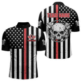 Maxcorners Personalized American Flag Grunge Skull Dart Shirts For Men Custom Patriotic Darts Jerseys