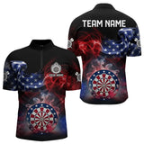 Maxcorners Personalized Dartboard American Flag Smoke Dart Shirts For Men Custom Patriotic Team Darts Jerseys