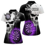 MaxcornersPersonalized Grunge Skull Crack Wall Men Dart Shirts Custom Darts League Team Jerseys |Purple