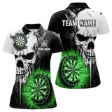 Maxcorners Personalized Grunge Skull Crack Wall Men Dart Shirts Custom Darts League Team Jerseys |Green