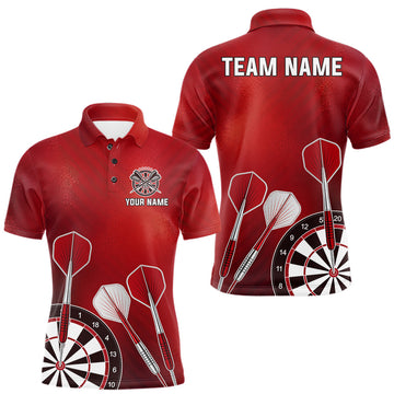 Maxcorners Personalized Red Dartboard Shirts For Men Custom Darts Jersey, Darts League Team Shirts