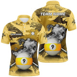 Maxcorners Billiard 9 Ball Pool & Cue  Customized Name, Team Name 3D Polo Shirt Unisex