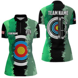 Maxcorners Personalized Green Jerseys Archery Target 3D Men Polo Shirts Custom Team League Archery Shirts