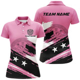 Maxcorners Personalized Pink Darts Women Polo Shirts Grunge Style Custom Mother'S Day Darts Gifts Shirts