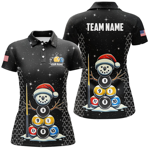 Maxcorners Custom Galaxy Funny Snow Billiard Balls Christmas Pool Shirts For Women, Xmas Billiard Shirts Jerseys