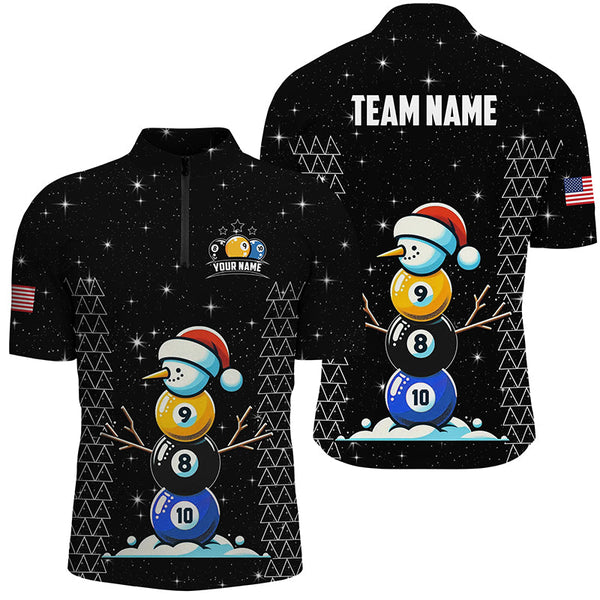 Maxcorners Custom Galaxy Christmas Billiard 8 Ball 9 Ball & 10 Ball Shirts For Men Funny Xmas Billiard Jerseys