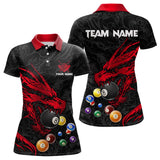 Maxcorners Personalized Red Black Dragon Billiard Balls Pool Shirts For Men, Billiard League Team