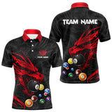 Maxcorners Personalized Red Black Dragon Billiard Balls Pool Shirts For Men, Billiard League Team