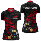 Maxcorners Personalized Red Black Dragon Billiard Balls Pool Shirts For Men, Billiard League Team