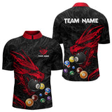 Maxcorners Personalized Red Black Dragon Billiard Balls Pool Shirts For Men, Billiard League Team