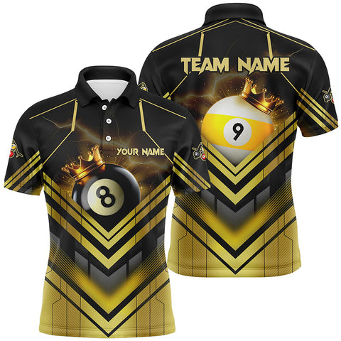 MaxCorners Billiard 8 Ball & 9 Ball Crown Customized Name, Team Name 3D Polo Shirt