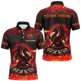 Maxcorners Darts Dragon Flame Customized Name, Team Name 3D Polo Shirt