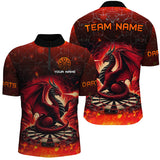 Maxcorners Darts Dragon Flame Customized Name, Team Name 3D Polo Shirt