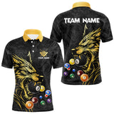 Maxcorners Personalized Wolf Billiard Balls Pool Shirts For Men, Black And Gold Billiard League Team Jerseys MT0811